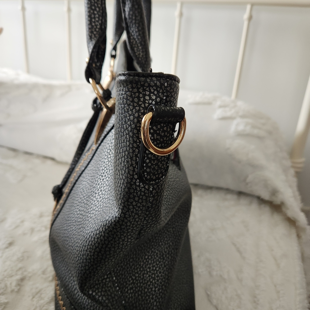 Michael Kors Black Pebbled Leather Satchel with Gold Hardware 22 Inch Straps - Picture 6 of 13